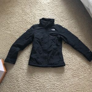 Fleece lined black north face ski jacket